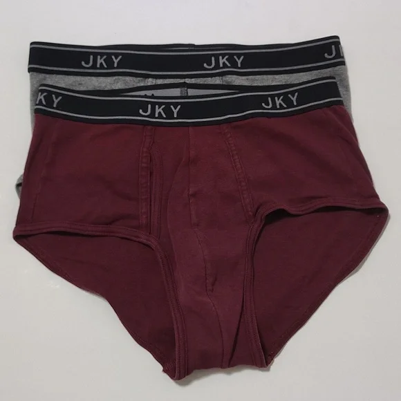 JKY Men's Briefs Set Of 2 - Burgundy and Gray Size M - Picture 1 of 5